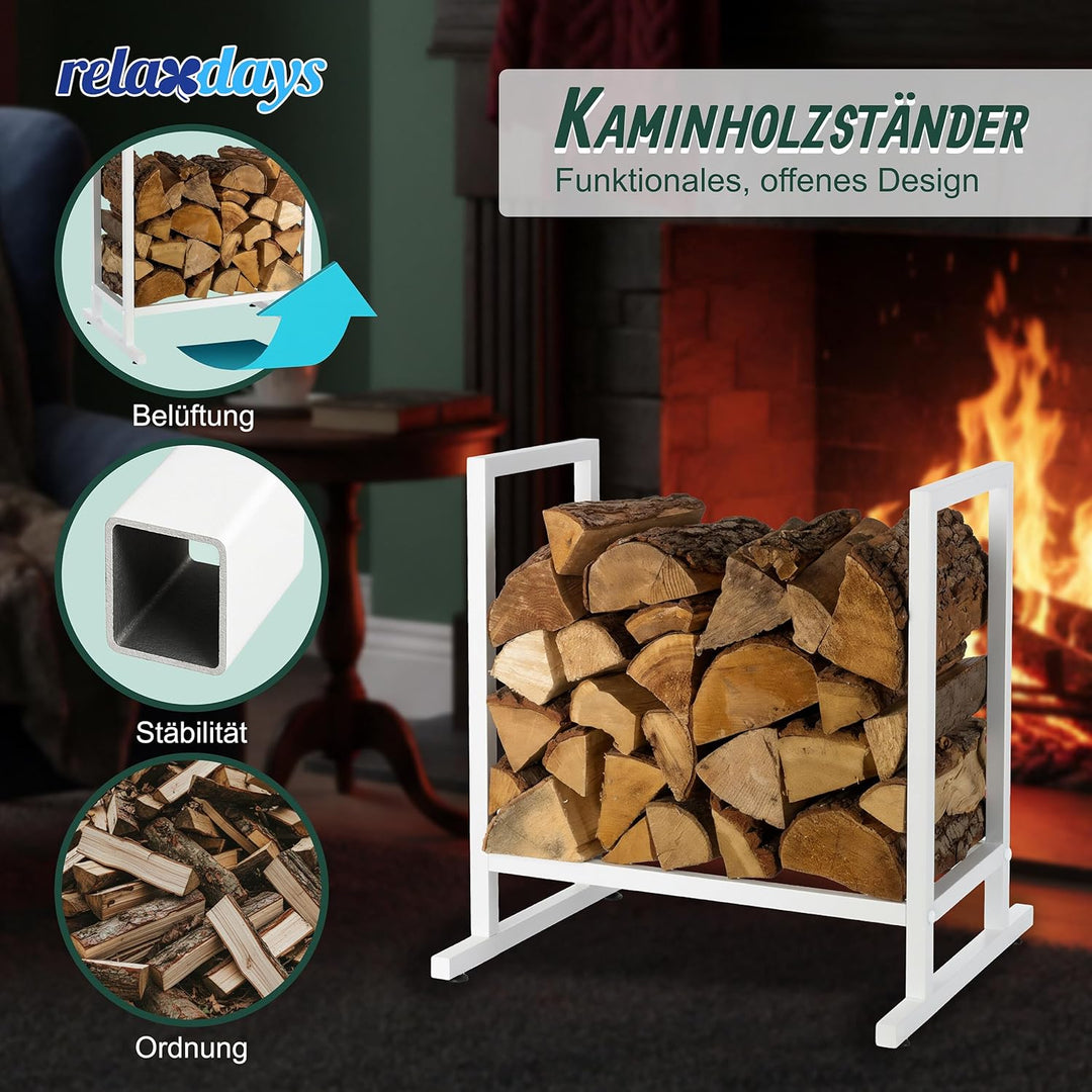 Relaxdays Kaminholzregal, Metall, modern, HBT: 62x60x49 cm, Brennholzregal für Feuerholz, Stapelholz