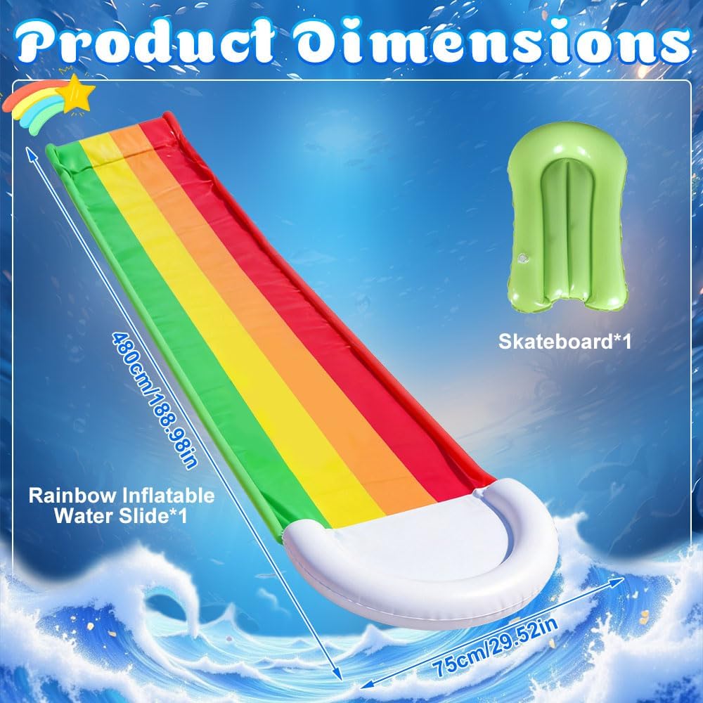 Wasserrutsche Garten für Kinder, 15.7ft/480cm Wasserrutsche mit Bodyboard, Single Wasser Slide Wasse