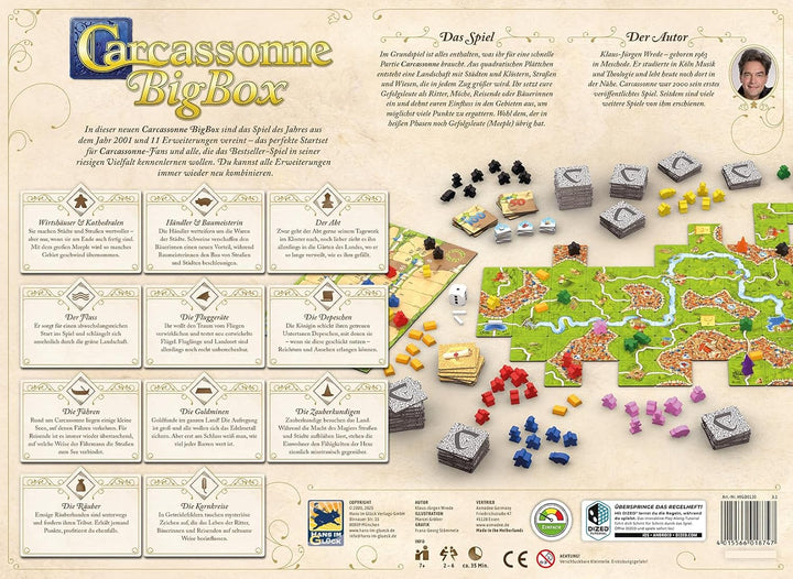 Hans im Glück, Carcassonne BigBox (Auflage 2025), Familienspiel, 2-6 Spieler, 7+ Jahre, 35 Minuten,