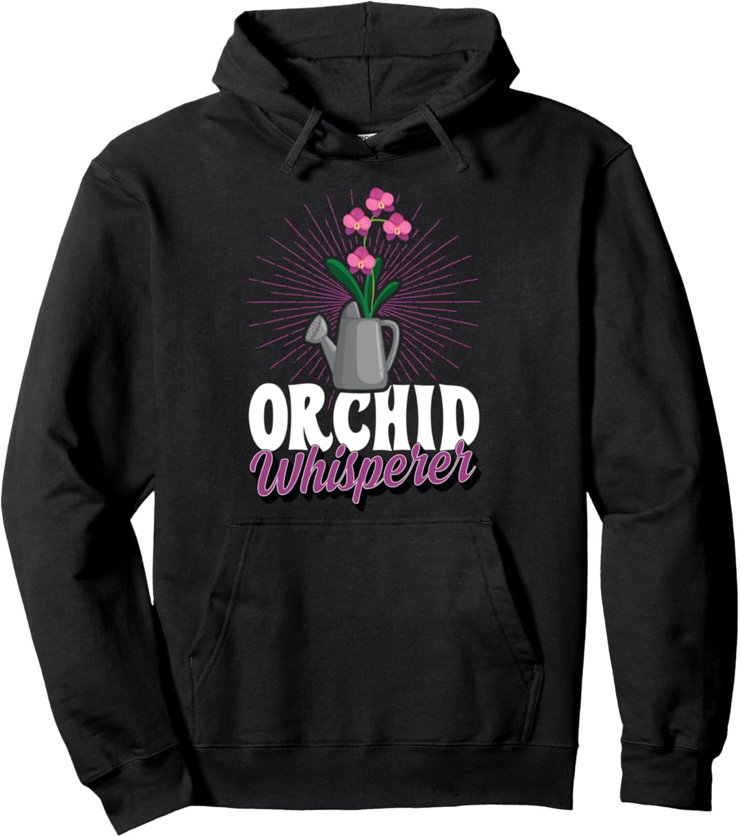 Orchid Whisperer Beautiful Floral Water Can Flower Lover Pullover Hoodie