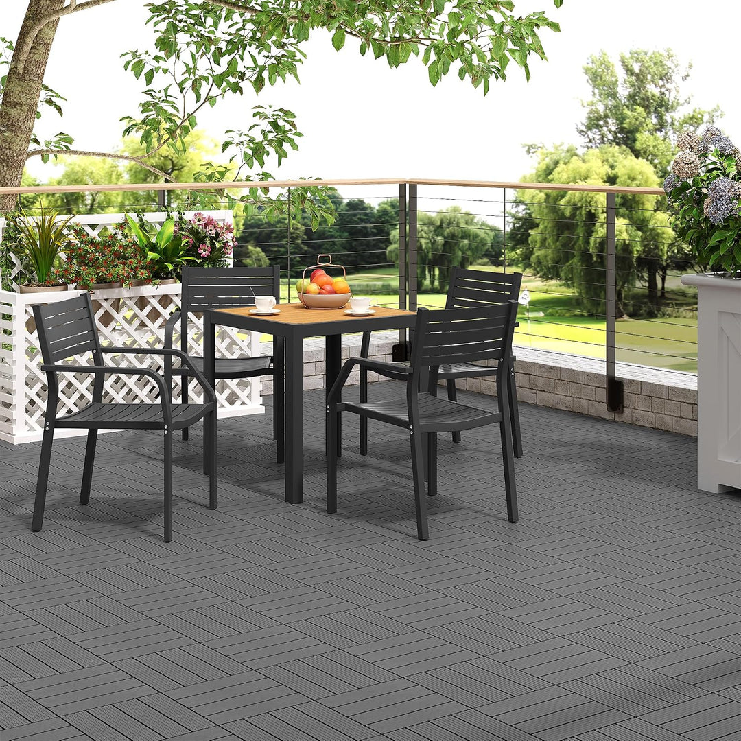 Laneetal WPC Fliesen 22er Set für 2 m², für Aussen Terrasse Balkon, Terrassenfliesen Klicksystem 30x