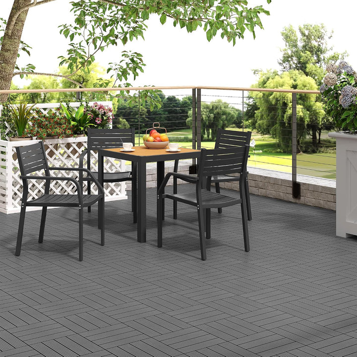 Laneetal WPC Fliesen 22er Set für 2 m², für Aussen Terrasse Balkon, Terrassenfliesen Klicksystem 30x