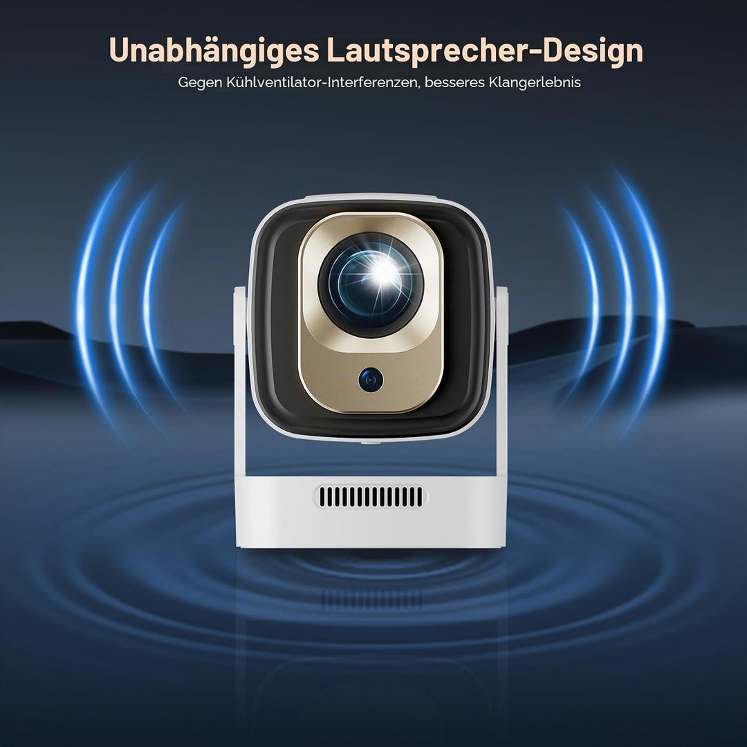 Smart Mini Beamer Mini tragbarer Projektor 1080P mit WiFi & Bluetooth, Mini Beamer 4k mit 180°Dreh T