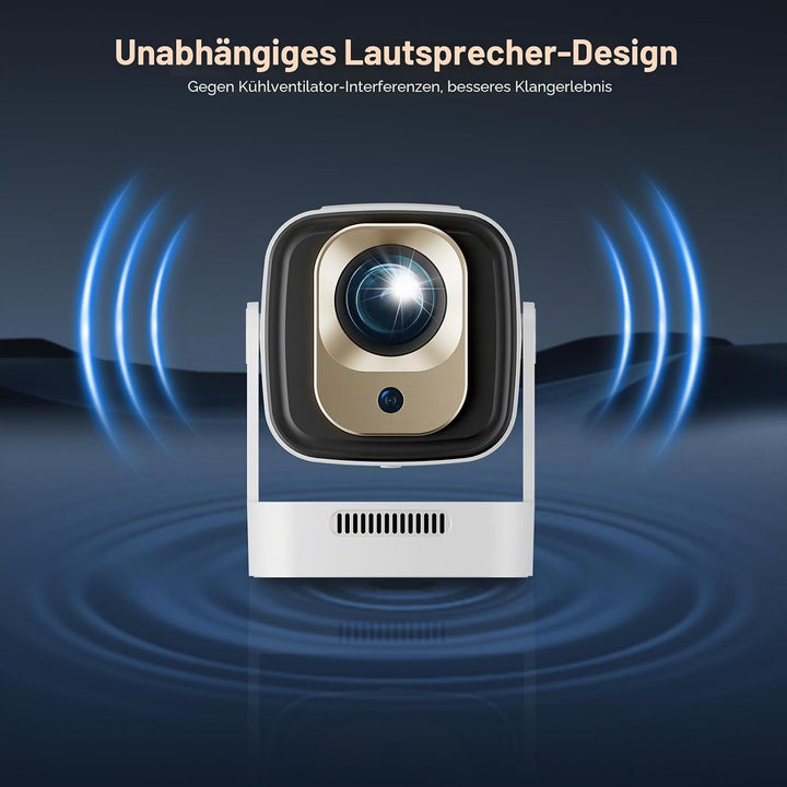 Smart Mini Beamer Mini tragbarer Projektor 1080P mit WiFi & Bluetooth, Mini Beamer 4k mit 180°Dreh T