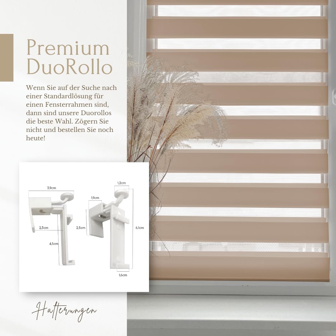 Home-Vision® DuoRollo Klemmfix, Doppelrollo ohne Bohren mit Klämmträgern, Rollos für Fenster und Tür