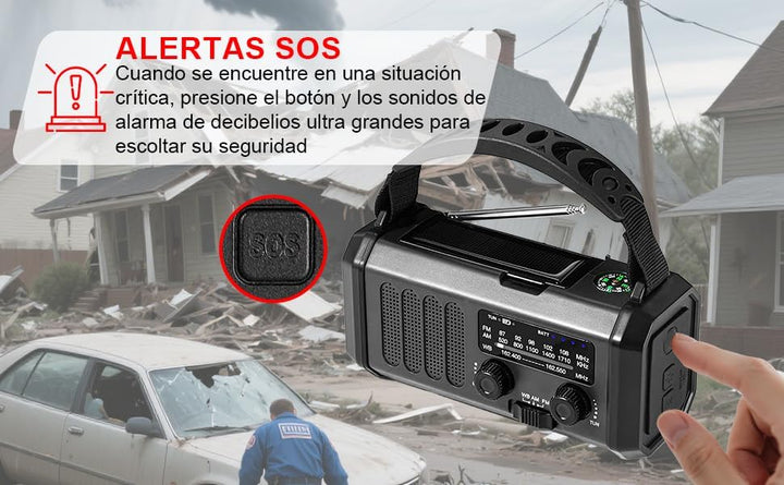 Tragbares Notfallradio 20000 mAh, SOS-Alarm, FM/AM-Radio mit Leselampe, Kompass, Kurbelgenerator und