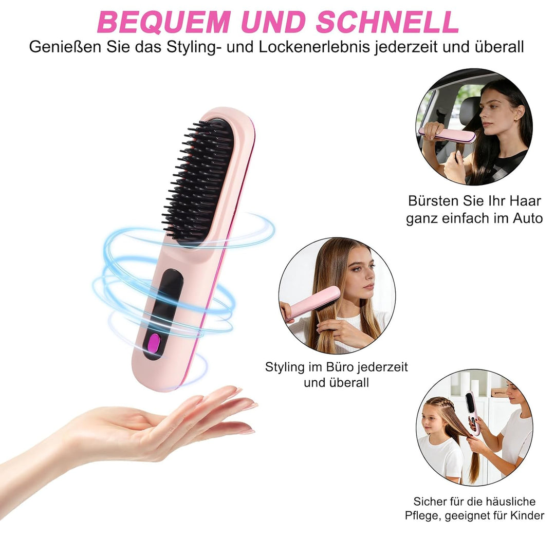 Stylingbürste für kurze Haare kabellos Haarglätter Bürste, Haarglätterbürste, tragbare Haarbürste el