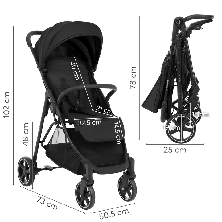 KikkaBoo ALEXA Leichter Buggy von Geburt bis 22 kg, Einhand-Faltmechanismus, Verstellbare Rückenlehn