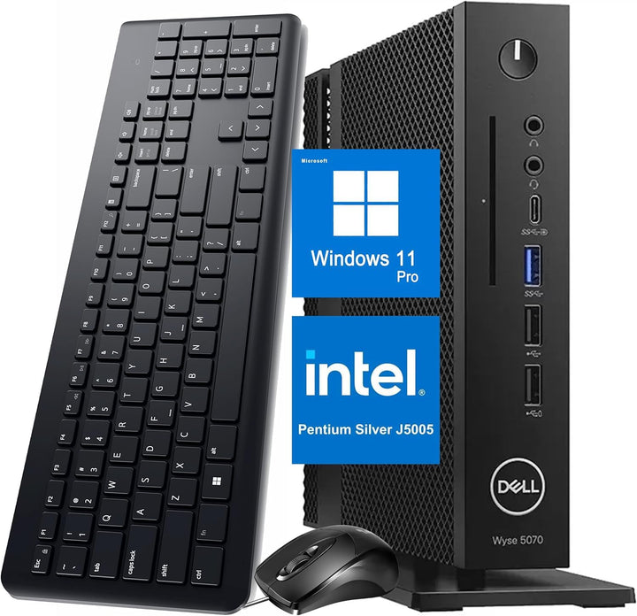 Dell Wyse 5070 Mini Desktop Computer, Micro PC Core Celeron J5005, 8GB RAM, 256GB SSD, Keyboard, Win