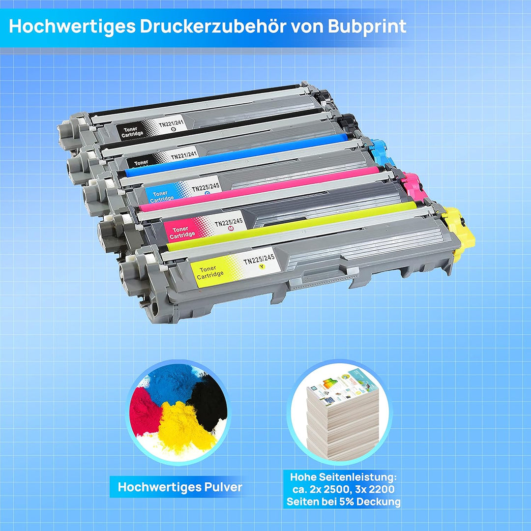 5er-Pack Bubprint Kompatibel Toner als Ersatz für Brother TN-241 TN-245 für MFC-9332CDW DCP-9022CDW