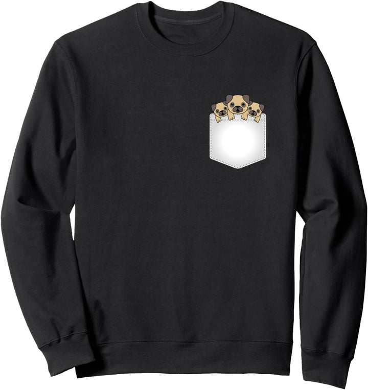 Mops Welpen in Brusttasche Sweatshirt