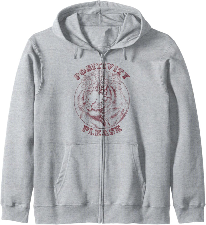 Positivity Please Floral Tiger Circle Portrait Kapuzenjacke