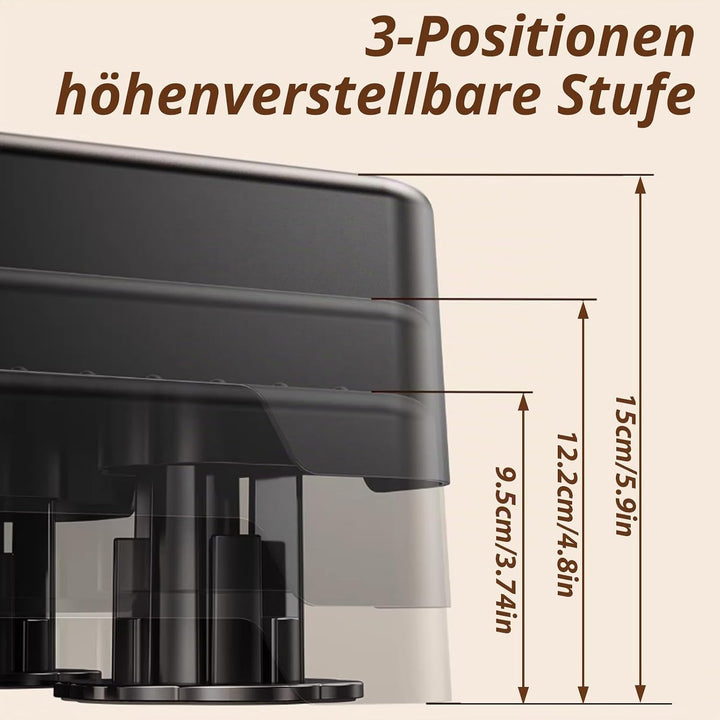 rutschfest Halbstufe,Nachleuchtende Trittstufe,Tragbare Tritthocker Bis 200 kg,3-stufig Höhenverstel
