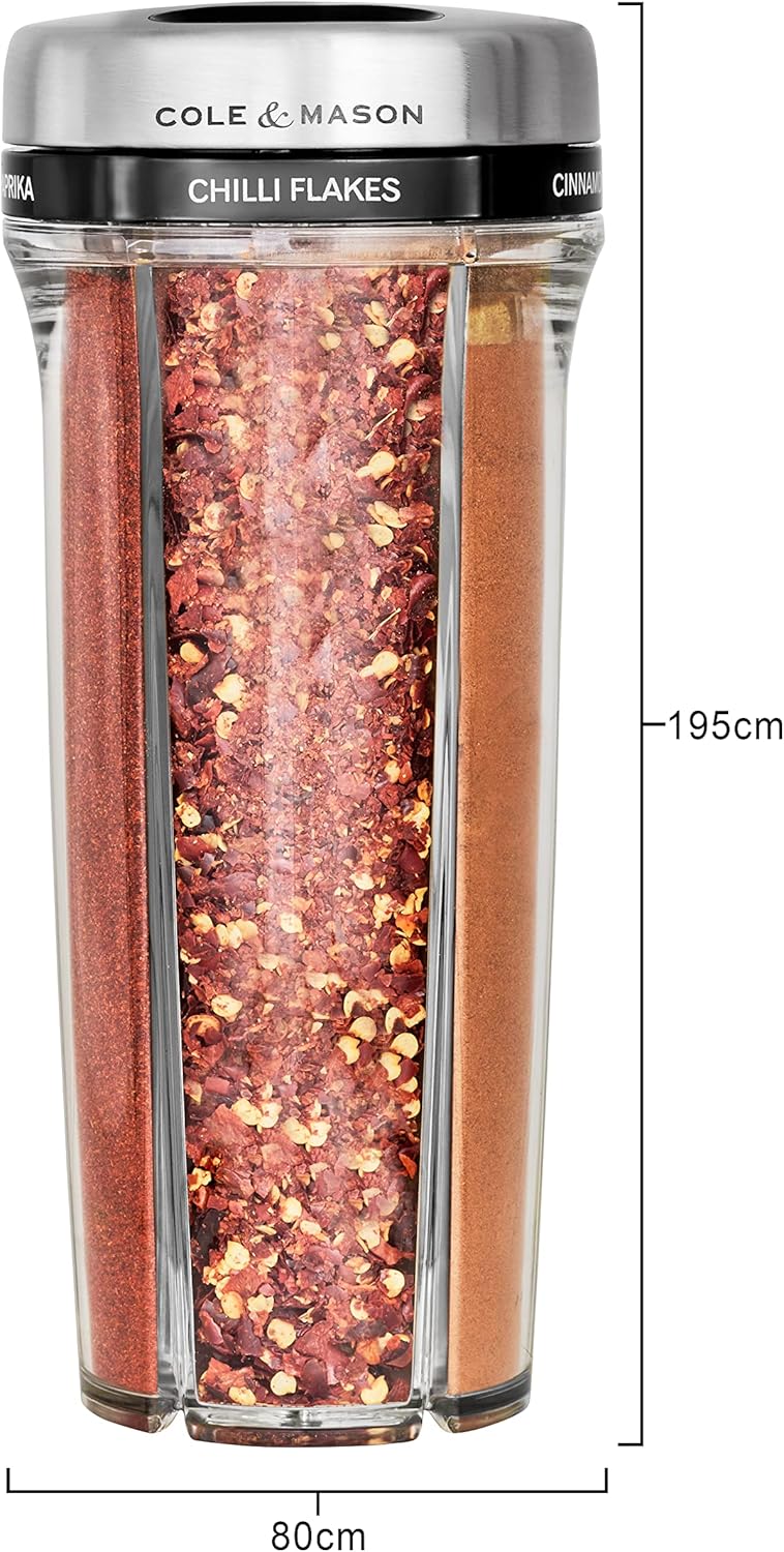 Cole &amp; Mason H122115 Saunderton Gewürzstreuer, Kräuterstreuer mit 5 einzelnen Kammern, Vorratsdose m
