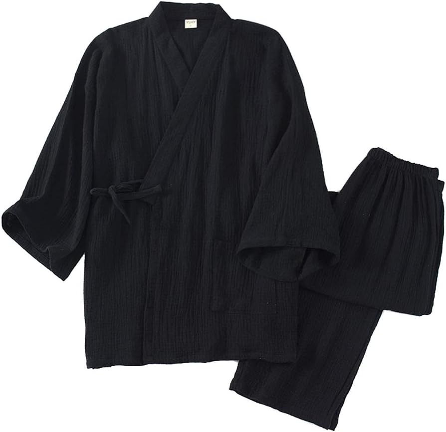 Japanische Kimono Loose Casual Home Pyjamas für Herren Nachtwäsche Grösse L O35