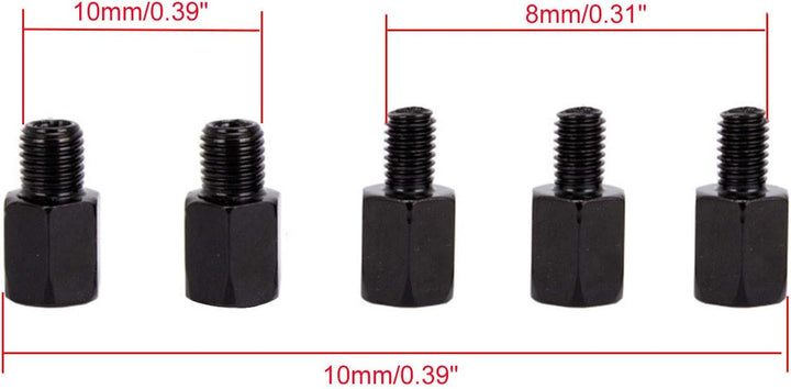 WOOSTAR 7/8" Motorrad Lenkererhöhung 10mm Seitenspiegel mit Konverter Gewindeschrauben M10 auf M8 Er