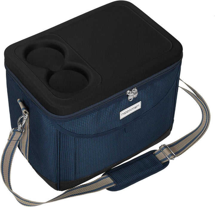 anndora Kühltasche 22 L Picknick Kühlbox 35 x 24 x 27 cm - Farbauswahl, Blau Hahnentritt