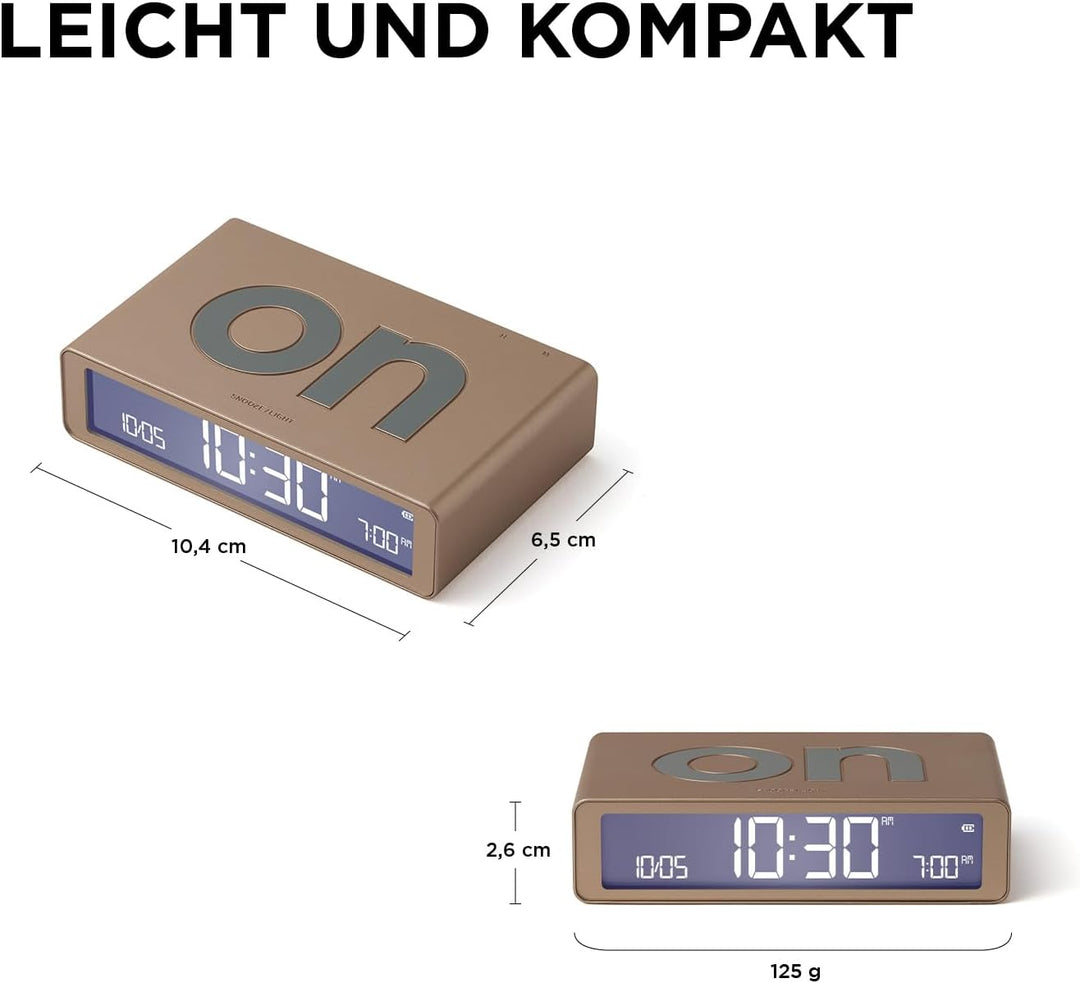 Lexon Flip Classic Digitaler Wecker mit umkehrbaren EIN/Aus-Seiten, wiederaufladbare Nachttischuhr m