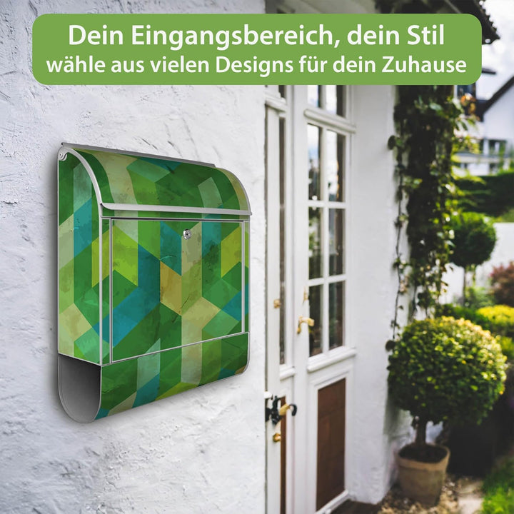 banjado Design Briefkasten personalisiert 38,5x46,5x13cm & 2 Schlüssel - Briefkasten Stahl Weiss Zei