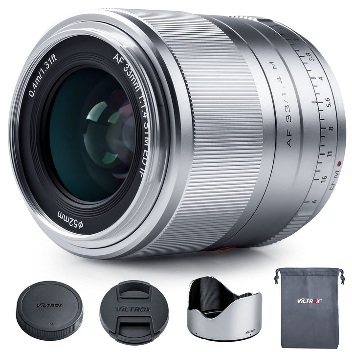 VILTROX 33mm F1.4 M Silber Autofokus Festbrennweite Prime Objektiv für Canon EF-M Mount Spiegellose