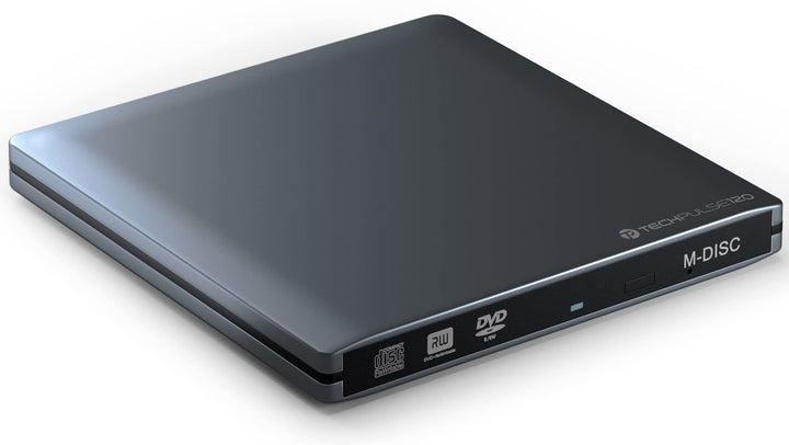 techPulse120 USB 3.0 & Type C M-Disc externer DVDRW CDRW Brenner Writer Alu Grau Burner Superdrive L