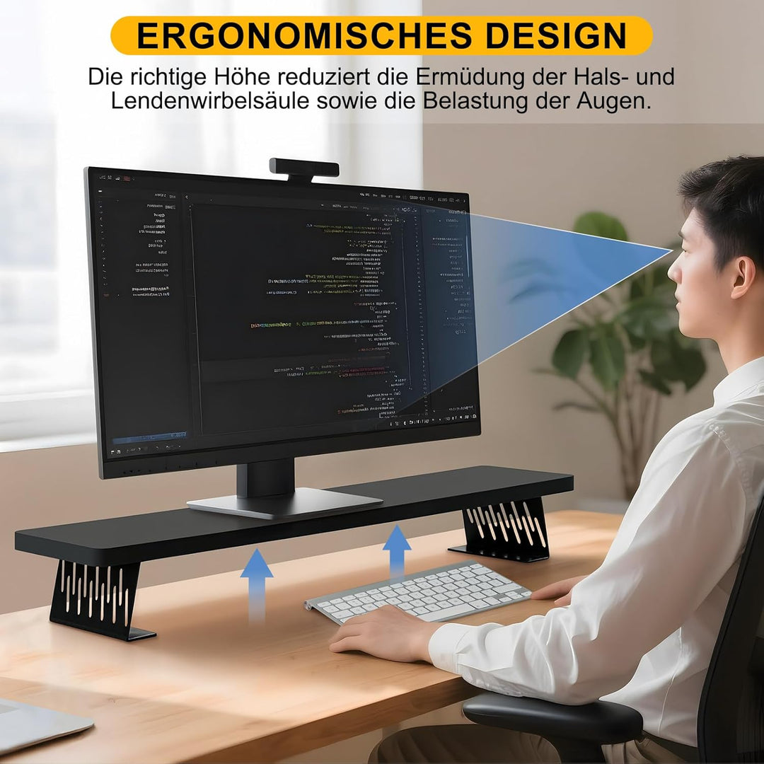 80x23.5cm Bildschirmerhöhung für 2 Monitore, Monitorständer Schreibtisch Holz für Computer, TV, Lapt