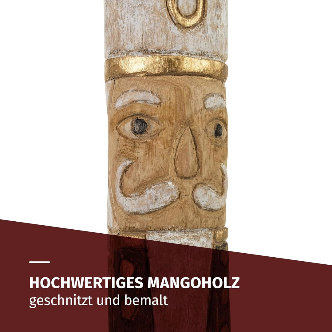 Moritz Nussknacker Holzfigur 61 cm handgefertigte Weihnachtsdekoration aus Mangoholz geschnitzt und