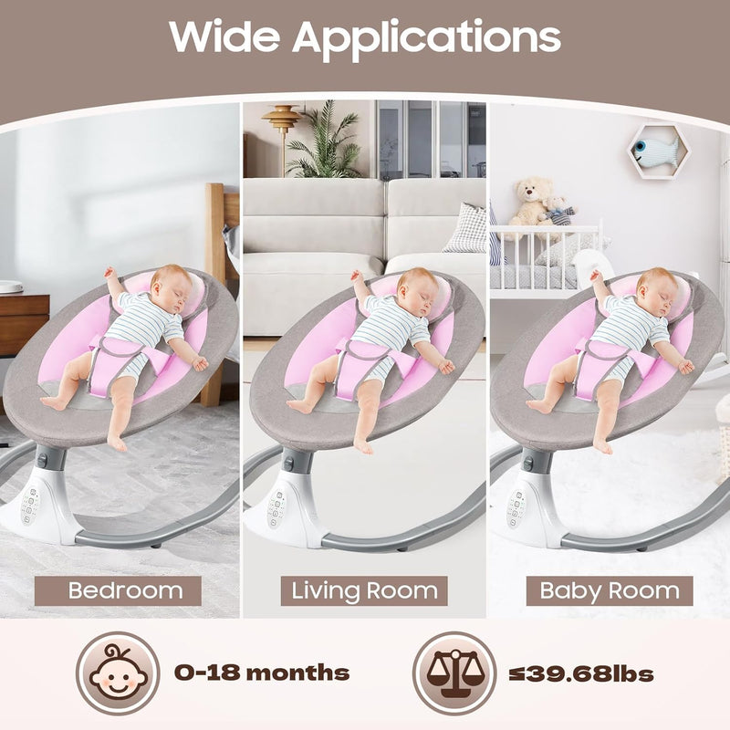 Babywippe, Elektrische Babyschaukel mit Musik,Elektrische Babywippe Monate Faltbar Abnehmbar und Was