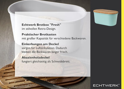 ECHTWERK Brotkasten “FRESH“, Brotbox, Brotaufbewahrung, Platzsparende Aufbewahrungsbox, Brotkorb mit
