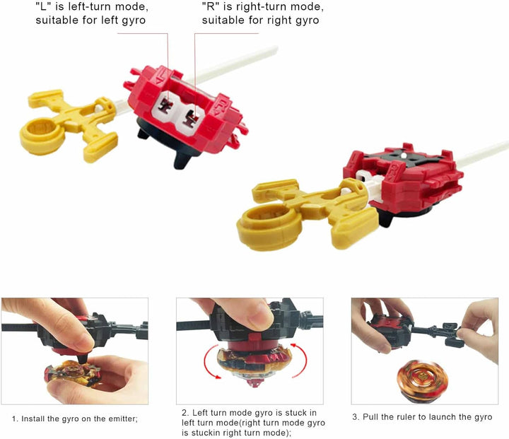 4er Kampfkreisel Set mit 2 Launchern, Griff und Aufbewahrungsbox für Kinder (S) S-4in1, S-4in1