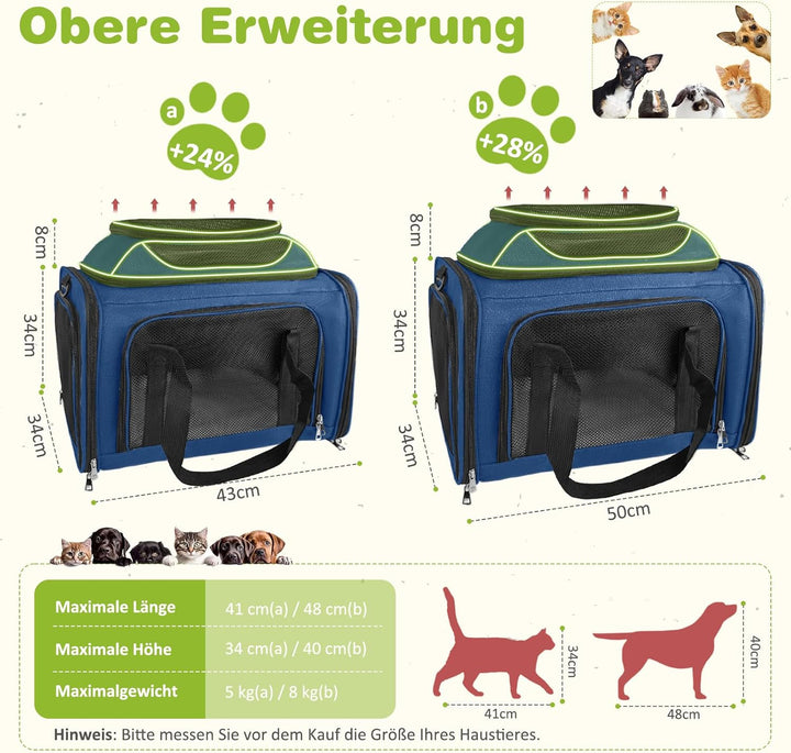 Transporttasche Katze, Transportbox für Katze Hund, Katzentransporttasche, Faltbare Haustier Trageta