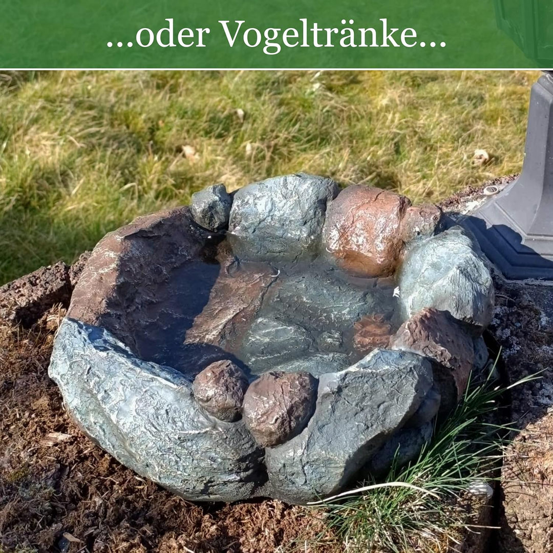 Vogelbad Garten 35cm, Vogeltränke Stein, Wassertränke für Vögel, Vogelbrunnen, Vogel-Badewanne, Voge