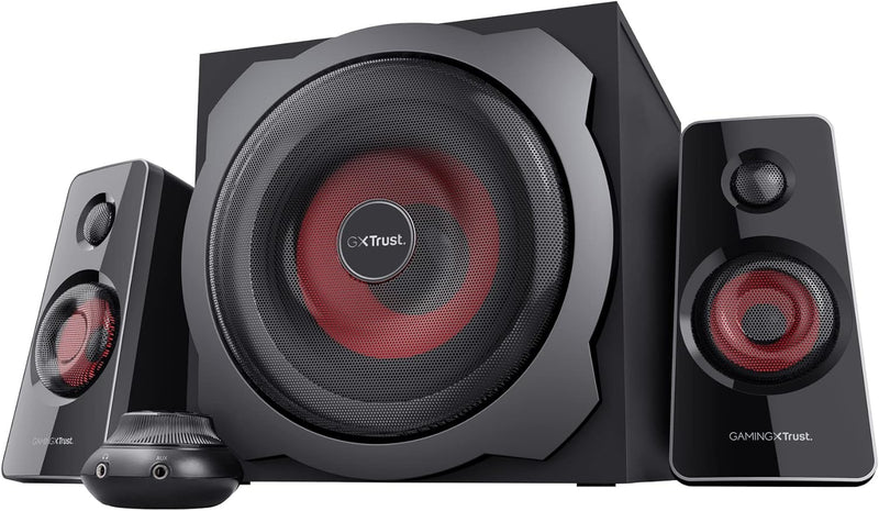 Trust Gaming GXT 38 2.1 Gaming Lautsprechersystem mit Subwoofer (für Smartphone/PC- Tablet, 120 Watt