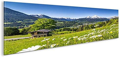 islandburner Bild Bilder auf Leinwand Alpenwiese Alpen Bayern Panorama XXL Poster Leinwandbild Wandb