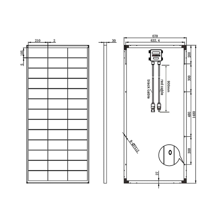 enjoy solar® Monokristallines Solarpanel TOPCon-Technologie, 220W 12V- 25,5% Hocheffizienz, 210mm So