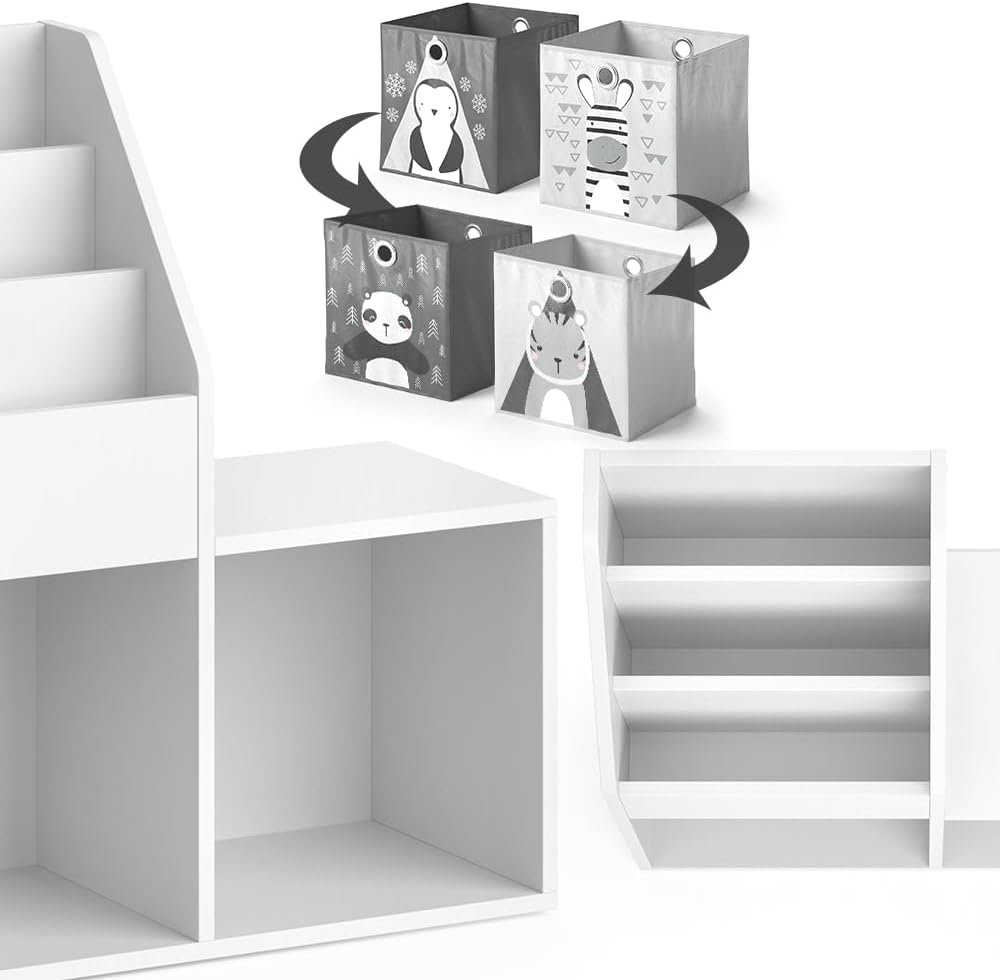 Vicco Kinderregal Luigi Weiss Spielzeugablage Bücherregal Aufbewahrungsregal Comic Regal für Kinder