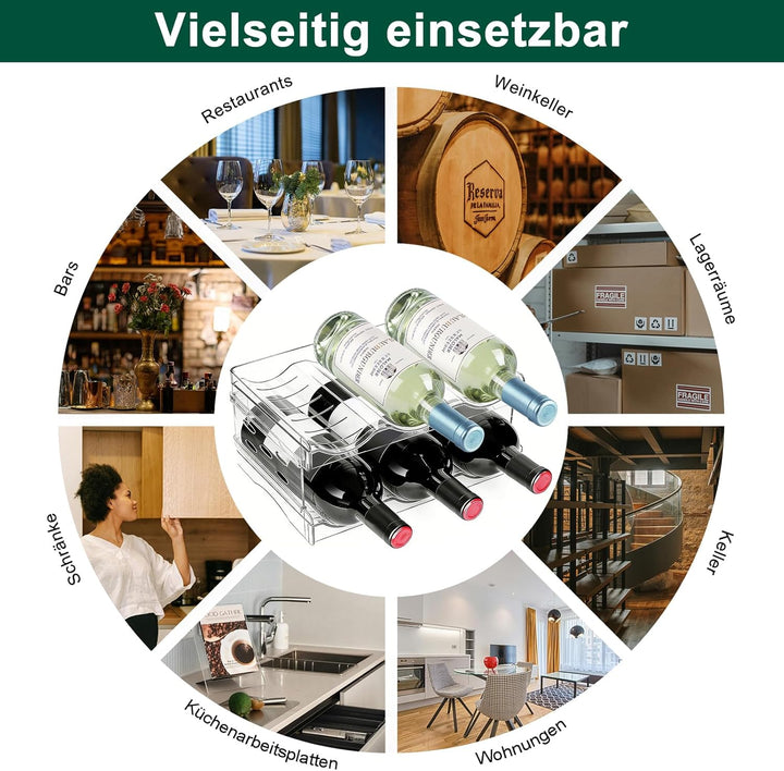 Stapelbarer Flaschenhalter – Für 16 Flaschen, geeignet für Kühlschrank, Schrank, Arbeitsplatte und B