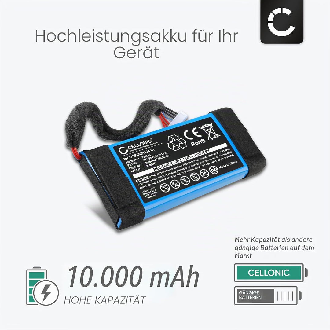 CELLONIC, Lautsprecherakku kompatibel mit JBL Boombox 1 (10000mAh, 7.4V) Ersatzakku GSP0931134 01