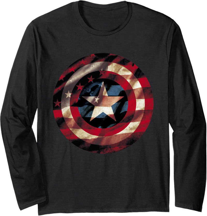 Marvel Captain America Avengers Shield Flag C1 Langarmshirt