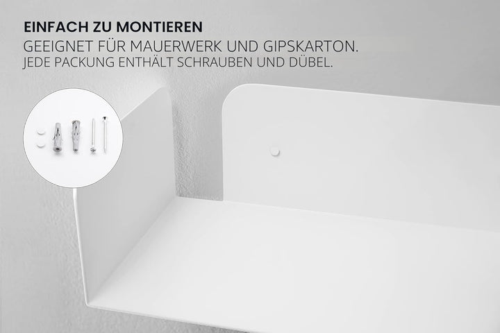 D-Segno Wandregal Metall - Regal Wand, Einzigartiges minimalistisches und modernes Design, Wandbuchh