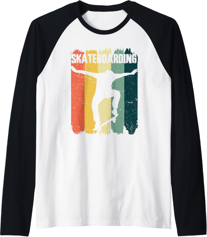 Skateboarding Sport Retro Vintage Skateboard Raglan