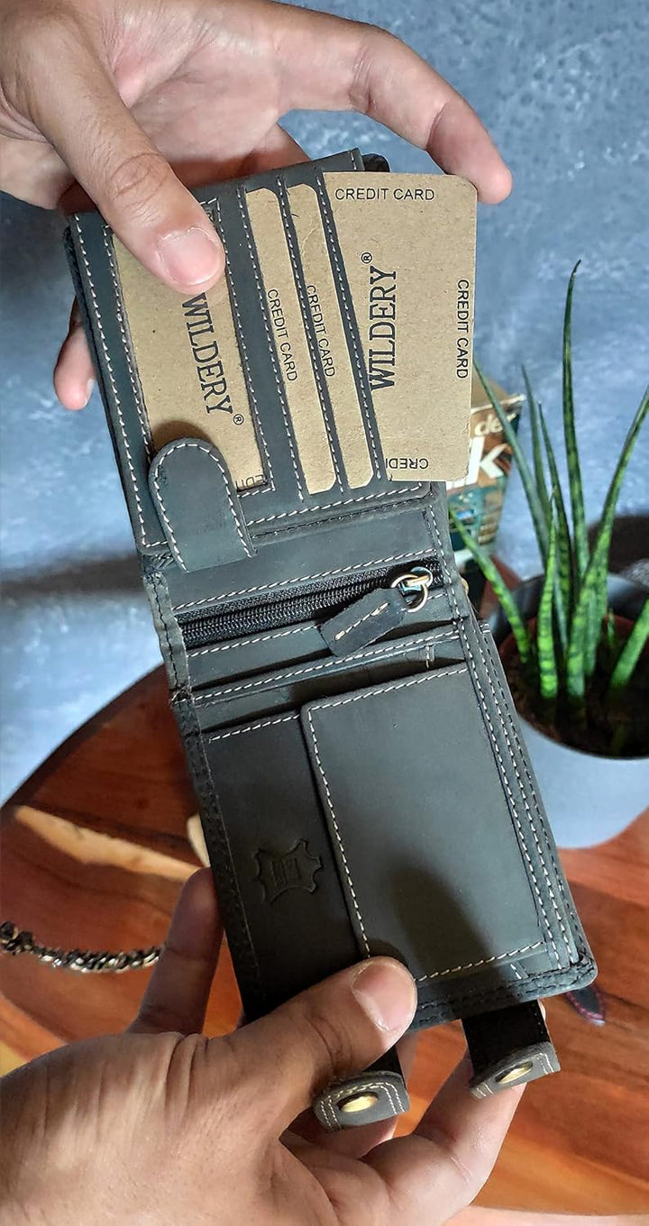 Wildery® Geldbeutel mit Kette I Biker Geldbörse mit Kette Herren I Geldtasche mit RFID Schutz I Port