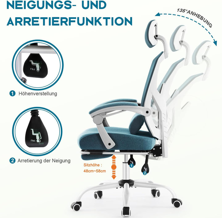 DUMOS Bürostuhl Ergonomisch - Ein Schreibtischstuhl mit Komfortarmlehnen, Ausgestattet mit Einer Beq