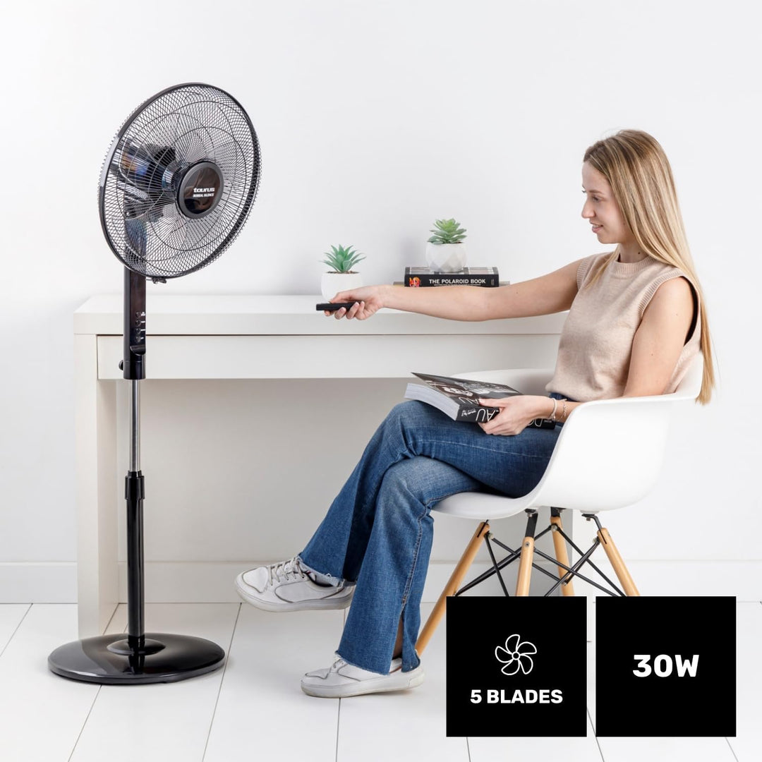 Taurus - Standventilator Boreal 16CR Silence 30W | 12 Stufen | Leise | 3 Modi | 5 Flügel | Oszillier