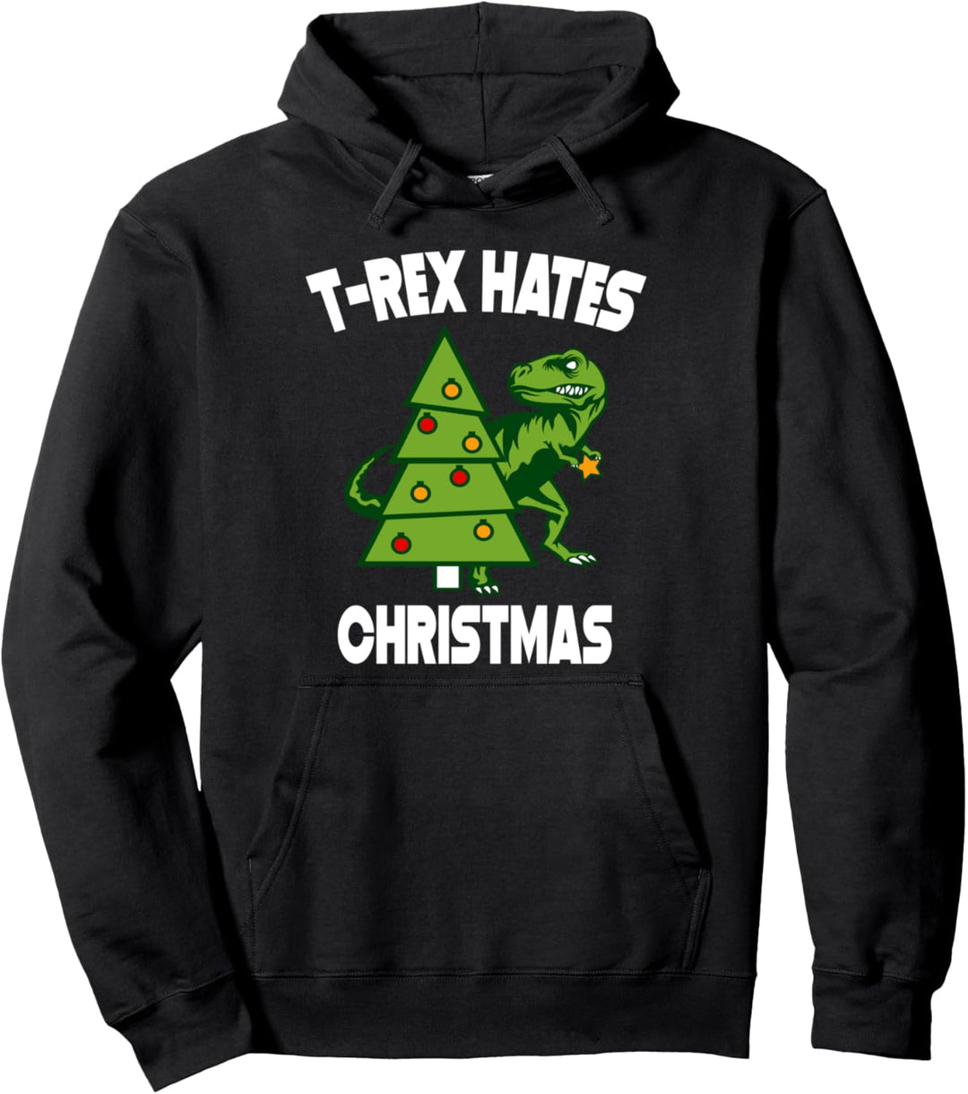 T-Rex hasst Weihnachten Essen und den Baum zerstören Pullover Hoodie