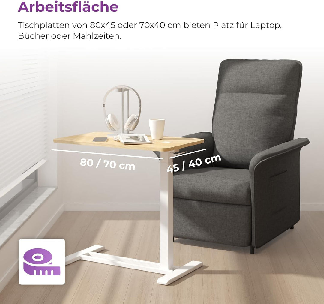 Spacetronik Höhenverstellbarer Beistelltisch mit Rollen, Mobiler Stehpult Höhenverstellbar 66–106 cm