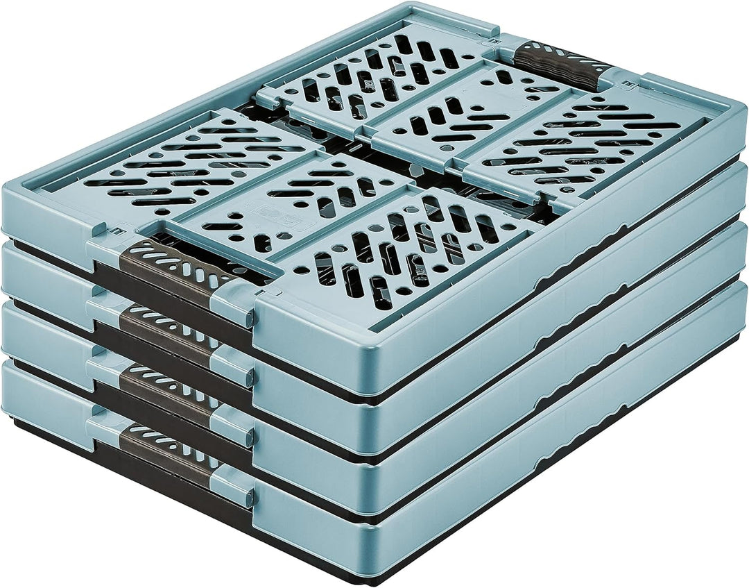 keeeper 4x Stabile Profi-Klappboxen mit Soft-Touch Griffen, 45 l, Ben, Nordic Blue (Blau) Nordic Blu