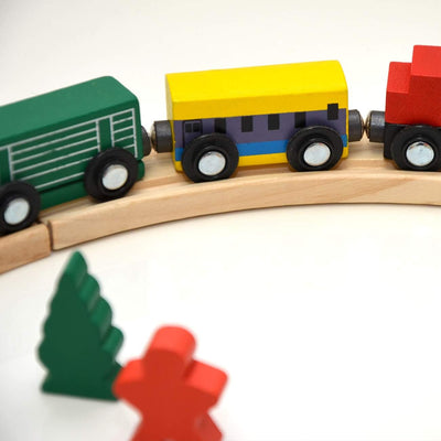 messefix 20 Teile Holzeisenbahn Set - 1m Holzschienen - Eisenbahn Starter Set Holzzug mit Schienen -