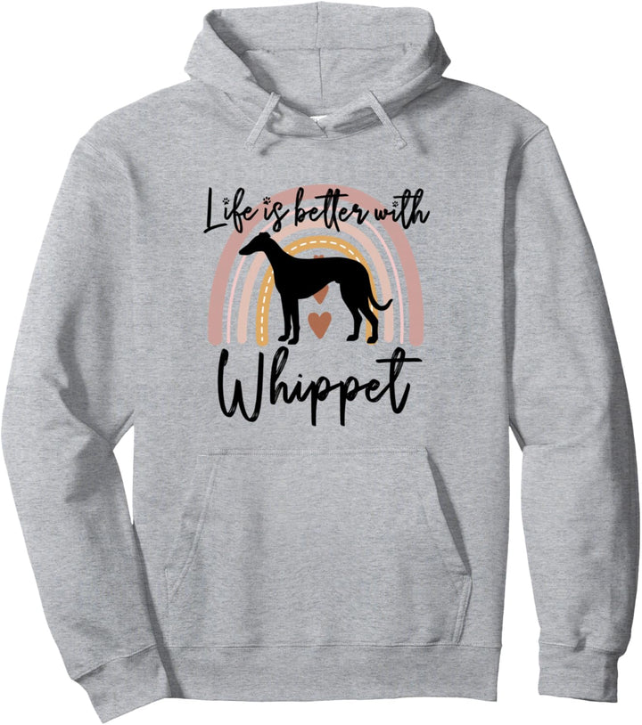 Life Better Whippet Regenbogen-Hund Damen Pullover Hoodie