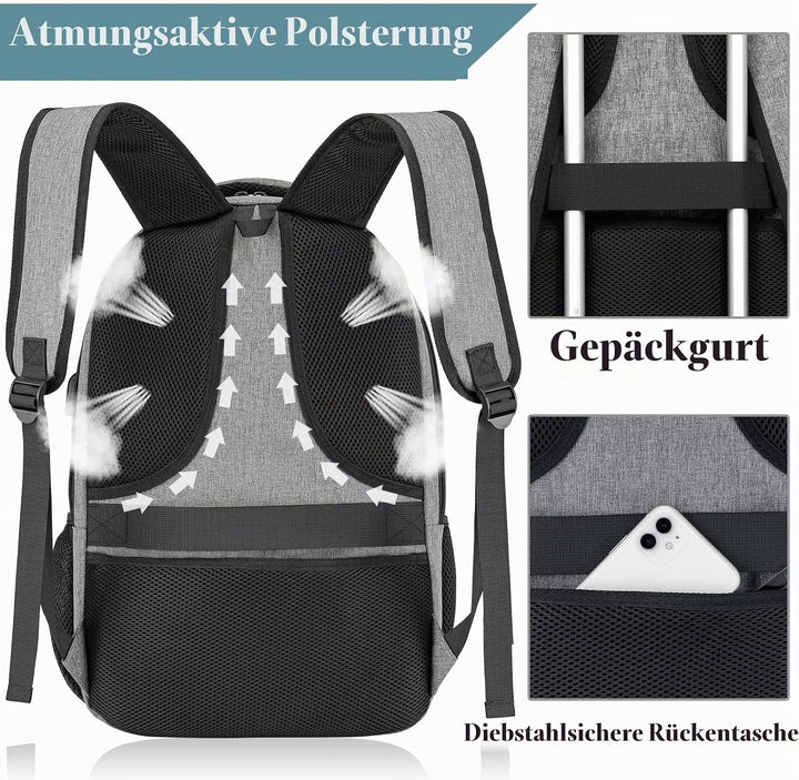 BIKROD Rucksack Herren und Damen, Schulrucksack Jungen Mädchen Teenager, 15.6 Zoll Laptop Arbeit Day